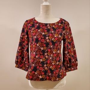Maeve Antro Floral Wide Sleeve Top Women's Size S